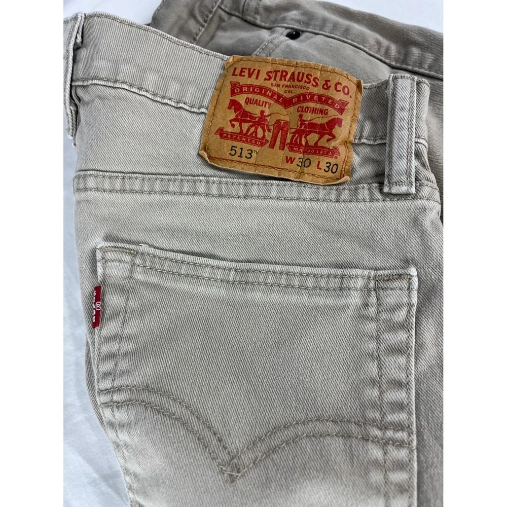Levi's 513 Slim Straight Fit Jeans Men's W30 L30‎ Khaki Beige Casual Pants